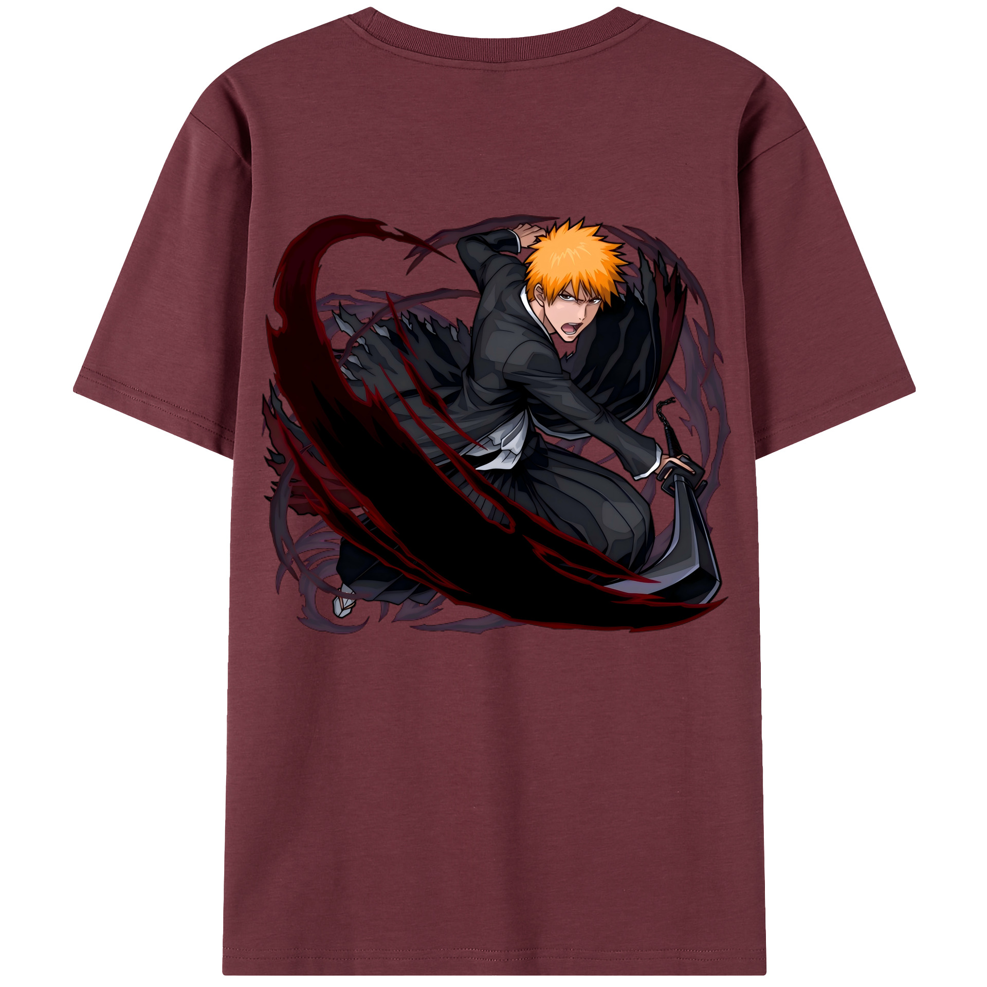 （画像用） ブリーチ 黒崎一護（くろさき いちご）BLEACH Kurosaki Ichigo 綿100％半袖Tシャツ（背面プリント）
